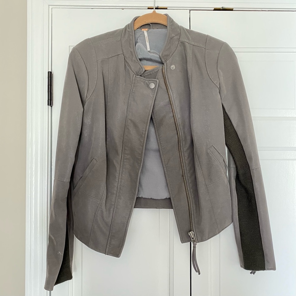 Free People Gray Moto Jacket